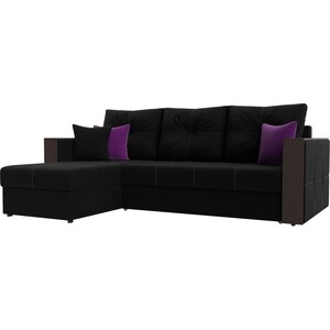 фото Угловой диван мебелико валенсия микровельвет черный левый угол