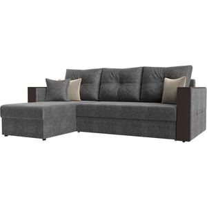 фото Угловой диван мебелико валенсия рогожка серый левый угол