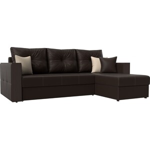 фото Угловой диван мебелико валенсия эко-кожа коричневый правый угол