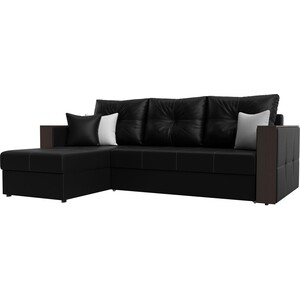 фото Угловой диван мебелико валенсия эко-кожа черный левый угол