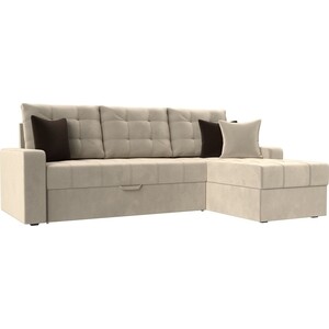 фото Угловой диван мебелико ливерпуль микровельвет бежевый правый угол