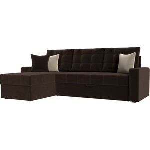 фото Угловой диван мебелико ливерпуль микровельвет коричневый левый угол
