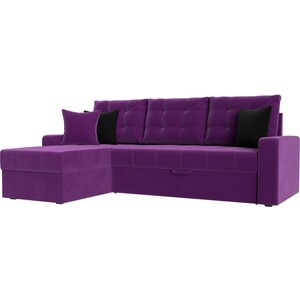 фото Угловой диван мебелико ливерпуль микровельвет фиолетовый левый угол