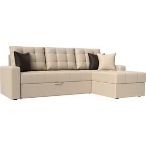 фото Угловой диван мебелико ливерпуль эко-кожа бежевый правый угол