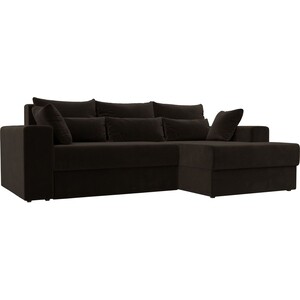 фото Угловой диван мебелико мэдисон микровельвет коричневый правый угол