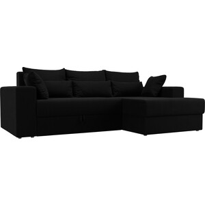 фото Угловой диван мебелико майами микровельвет черный правый угол