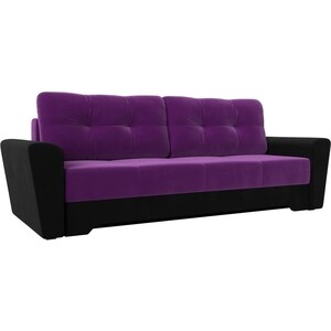 фото Диван-еврокнижка мебелико амстердам микровельвет фиолетовый/ черный