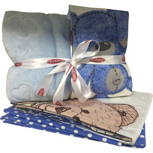 Комплект детского постельного белья Hobby home collection поплин с покрывалом TOMBIK, голубое, 100% Хлопок, Покрывало - 100% Полиэстер покрывала indibird home покрывало riviera collection ницца цвет абрикосовый 180х220 100% хлопок