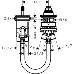 Механизм Hansgrohe для смесителя на борт ванны, на два отверстия (13159180)