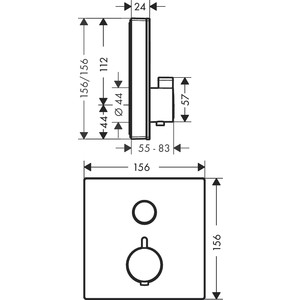 Термостат для душа Hansgrohe ShowerSelect Glass с механизмом, черный/хром (15737600, 01800180)