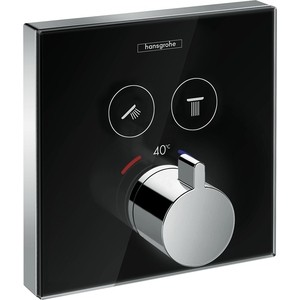 фото Термостат для ванны hansgrohe showerselect glass с механизмом, черный/хром (15738600, 01800180)