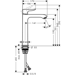 Смеситель для раковины Hansgrohe Metris хром (31185000)