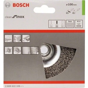 Корщетка Bosch М14, 0,35х100 мм витая, конус, Inox (2.608.622.108) М14, 0,35х100 мм витая, конус, Inox (2.608.622.108) - фото 2