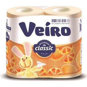 

Туалетная бумага Veiro Classic, желтая, абрикос, 2х-слойная, 4 рулона, Classic, желтая, абрикос, 2х-слойная, 4 рулона