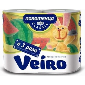 фото Бумажные полотенца veiro classic plus белые 2 слоя 2 рулона