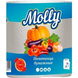 

Полотенца бумажные Мой Дом MOLLY 2х-слойные 2 шт, MOLLY 2х-слойные 2 шт