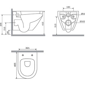 Комплект унитаза Am.Pm Spirit 2.0 с инсталляцией Grohe, клавиша хром, сиденье микролифт (C701700WH, C707857WH, 38775001)