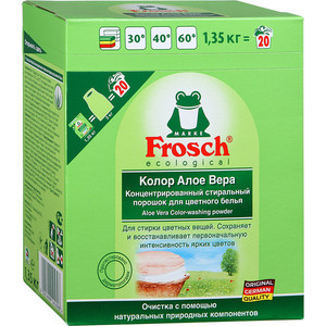 

Стиральный порошок Frosch Колор Алоэ Вера для цветного белья, 1.35 кг, Колор Алоэ Вера для цветного белья, 1.35 кг