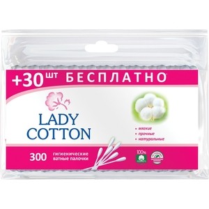 

Ватные палочки LADY COTTON 300 шт в п/э, 300 шт в п/э