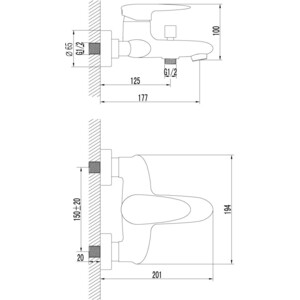 фото Комплект смесителей lemark status для раковины, ванны, душевой гарнитур, хром (lm4402c, lm4406c, lm8063c)