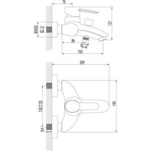 фото Комплект смесителей lemark atlantiss для раковины, ванны, душевой гарнитур, хром (lm3202c, lm3206c, lm8063c)