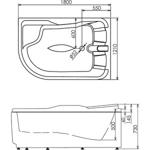Акриловая ванна Gemy 180x121 с гидромассажем (G9083 B R)