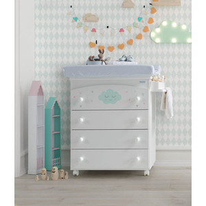 

Комод пеленальный Micuna Lili B-970 white матрасик grey stars, Lili B-970 white матрасик grey stars