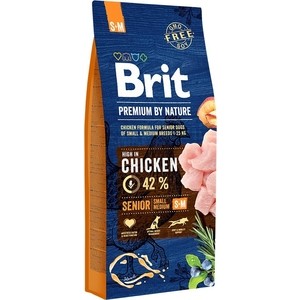 Сухой корм Brit Premium by Nature Senior S+M Hight in Chicken с курицей для пожилых собак мелких и средних пород 15кг (530175)