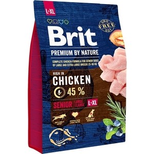 Сухой корм Brit Premium by Nature Senior L+XL Hight in Chicken с курицей для пожилых собак крупных и гигантских пород 3кг (526475)