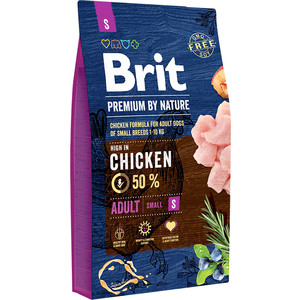 фото Сухой корм brit premium by nature adult s hight in chicken с курицей для взрослых собак мелких пород 8кг (526307)