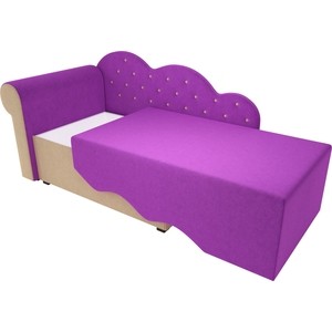 Детская кровать АртМебель Тедди-1 микровельвет фиолетовый/бежевый левый угол