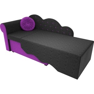 Детская кровать АртМебель Тедди-1 микровельвет черный/фиолетовый левый угол