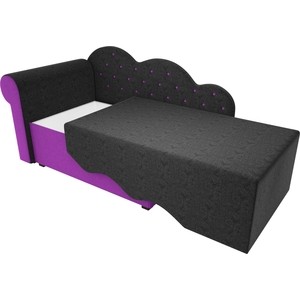 Детская кровать АртМебель Тедди-1 микровельвет черный/фиолетовый левый угол