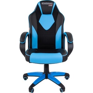 фото Офисное кресло chairman game 17 экопремиум черный/голубой
