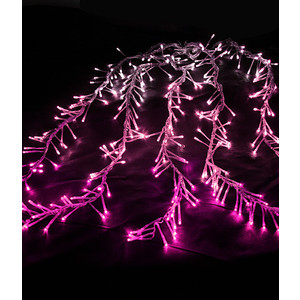 фото Light супер бахрома с эффектом бегущий огонь 2x1м, 24v, прозр. пр., белый-розовый
