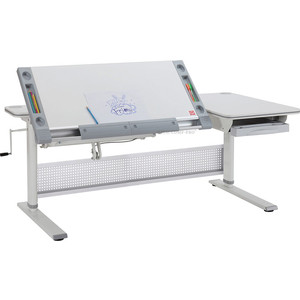 Парта Mealux Comf-Pro M9 столешница белая, ножки белые с серыми накладками