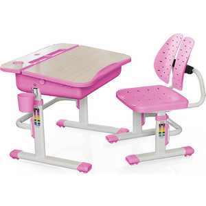 фото Комплект мебели (столик + стульчик) mealux evo-03 pn столешница клен/пластик розовый