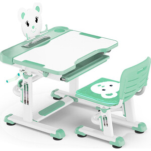 фото Комплект мебели (столик + стульчик) mealux bd-04 teddy green столешница белая/пластик зеленый