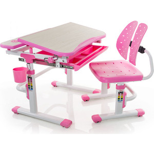 фото Комплект мебели (столик + стульчик) mealux evo-05 pn столешница клен/пластик розовый