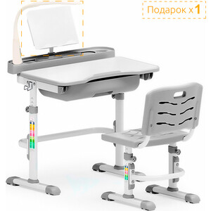 фото Комплект мебели (столик + стульчик + лампа) mealux evo-17 g с лампой столешница белая/пластик серый