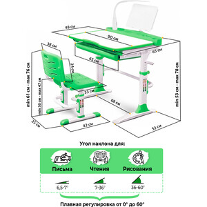 Комплект мебели (столик + стульчик + лампа) Mealux EVO EVO-19 Z с лампой столешница белая/пластик зеленый EVO-19 Z с лампой столешница белая/пластик зеленый - фото 4