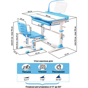 Комплект мебели (столик + стульчик + лампа) Mealux EVO EVO-19 BL столешница белая/пластик голубой EVO-19 BL столешница белая/пластик голубой - фото 4