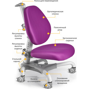 фото Кресло mealux champion y-718 wks белый металл/обивка фиолетовая однотонная