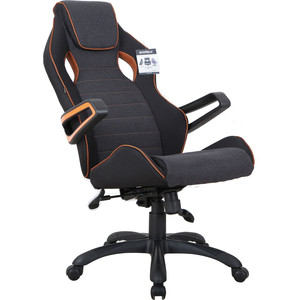 фото Кресло компьютерное brabix techno pro gm-003 ткань, черное/серое, вставки оранжевые 531813