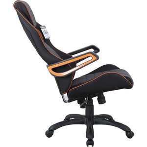 фото Кресло компьютерное brabix techno pro gm-003 ткань, черное/серое, вставки оранжевые 531813