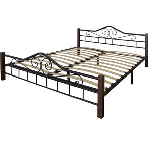 Кровать Мебелик Сартон 1 160х200 черный, средне-коричневый (П0002820) вешалка напольная мебелик в 12н средне коричневый 954
