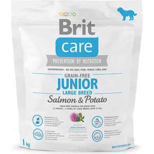 

Сухой корм Brit Care Junior Large Breed Grain Free Salmon & Potato беззерновой с лососем и картофелем для юниоров крупных пород 1кг (132723), Care Junior Large Breed Grain Free Salmon & Potato беззерновой с лососем и картофелем для юниоров крупных пород 1