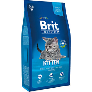 фото Сухой корм brit premium cat kitten с курицей в лососевом соусе для котят 8кг (513055)