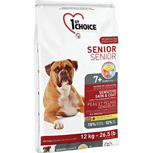 фото Сухой корм 1-st choice senior sensitive skin lamb fish&rice с ягненком рыбой и рисом для пожилых собак с чувствительной кожей и шерстью 12кг(102.332)