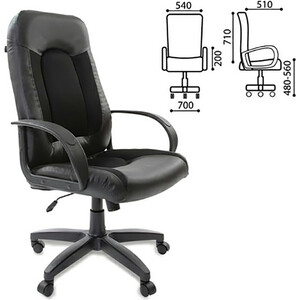 Кресло офисное Brabix Strike EX-525 экокожа черная, ткань черная TW (531381)